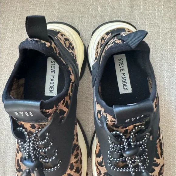Steve Madden Leopard Print Sneakers with Black Accents - Picture 5 of 10